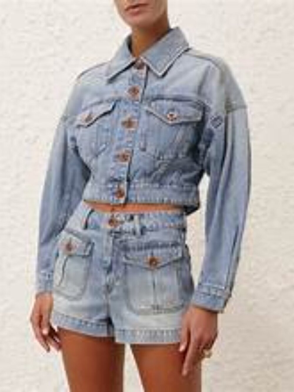 Zimmermann Denim Mini Short Faded Blue Women Size 0